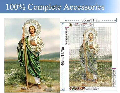 مجموعات الطلاء الماسي JFYHAB Christ، مجموعة فنية ماسية يسوع للبالغين، مثقاب دائري كامل، طلاء بالماس كهدية، ديكور حائط 12×16 بوصة in Kuwait