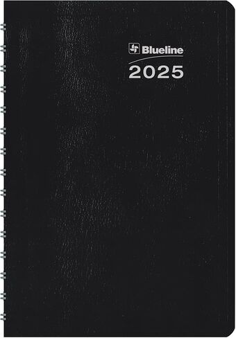 Blueline® 2025 DuraGlobe™ Daily Appointment Book, 12 Months, January to December, Twin-Wire Binding, 8" x 5", Black (C210.21T-25) in Kuwait