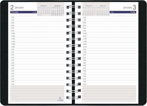 Blueline® 2025 DuraGlobe™ Daily Appointment Book, 12 Months, January to December, Twin-Wire Binding, 8" x 5", Black (C210.21T-25) in Kuwait