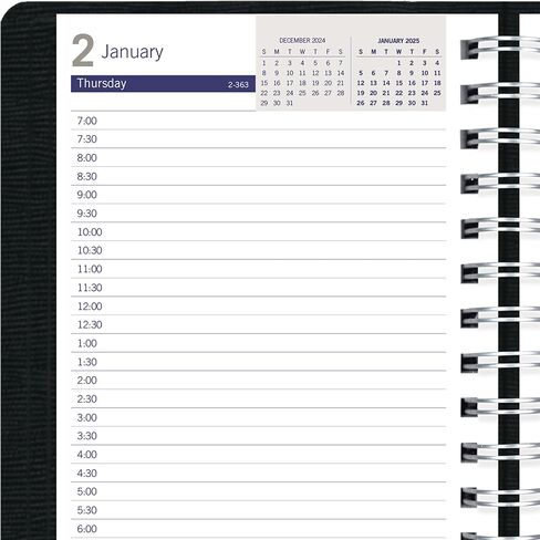 Blueline® 2025 DuraGlobe™ Daily Appointment Book, 12 Months, January to December, Twin-Wire Binding, 8" x 5", Black (C210.21T-25) in Kuwait