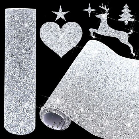 Bling Resin Rhinestone Sticker Crystal Sheet DIY Home&Car Decor Stickers Self Adhesive Glitter Diamond Stickers for Crafts Decoration (White) in Saudi Arabia