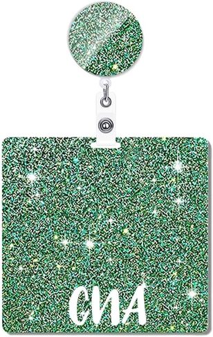 CNA شارة الأصدقاء وبكرة شارة مجموعة حامل بطاقة شارة أفقية سوداء الاكريليك بريق شارة الأصدقاء ممرضة بلينغ شارة بطاقات بكرات شارة قابل للسحب بطاقة الهوية الطبية هدايا التمريض PL52DL58 in Kuwait