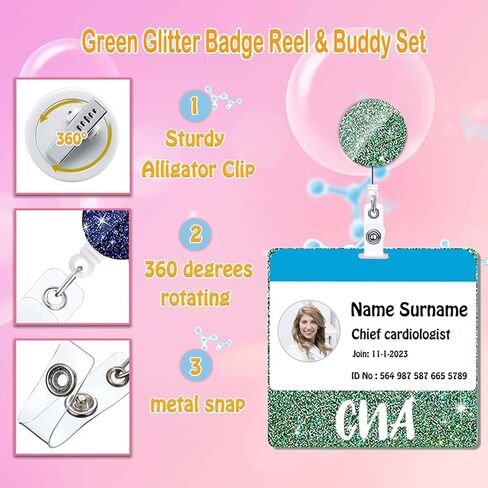 CNA شارة الأصدقاء وبكرة شارة مجموعة حامل بطاقة شارة أفقية سوداء الاكريليك بريق شارة الأصدقاء ممرضة بلينغ شارة بطاقات بكرات شارة قابل للسحب بطاقة الهوية الطبية هدايا التمريض PL52DL58 in Kuwait