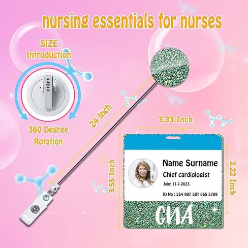 CNA شارة الأصدقاء وبكرة شارة مجموعة حامل بطاقة شارة أفقية سوداء الاكريليك بريق شارة الأصدقاء ممرضة بلينغ شارة بطاقات بكرات شارة قابل للسحب بطاقة الهوية الطبية هدايا التمريض PL52DL58 in Kuwait