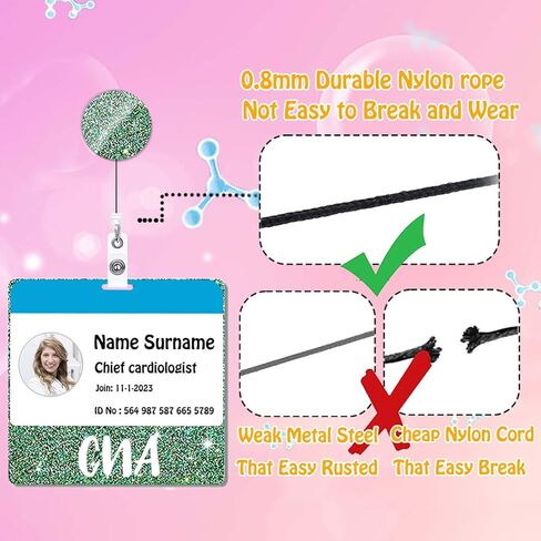 CNA شارة الأصدقاء وبكرة شارة مجموعة حامل بطاقة شارة أفقية سوداء الاكريليك بريق شارة الأصدقاء ممرضة بلينغ شارة بطاقات بكرات شارة قابل للسحب بطاقة الهوية الطبية هدايا التمريض PL52DL58 in Kuwait