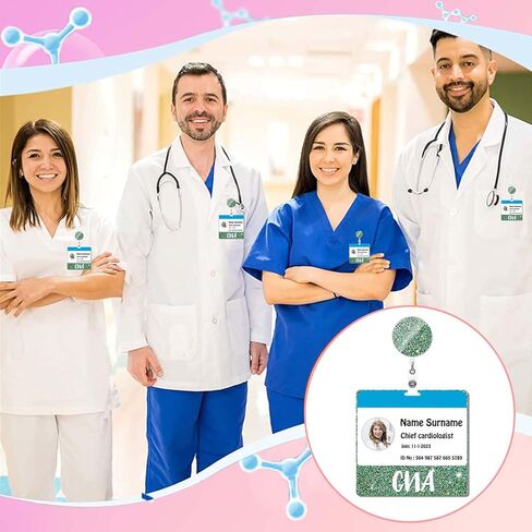 CNA شارة الأصدقاء وبكرة شارة مجموعة حامل بطاقة شارة أفقية سوداء الاكريليك بريق شارة الأصدقاء ممرضة بلينغ شارة بطاقات بكرات شارة قابل للسحب بطاقة الهوية الطبية هدايا التمريض PL52DL58 in Kuwait