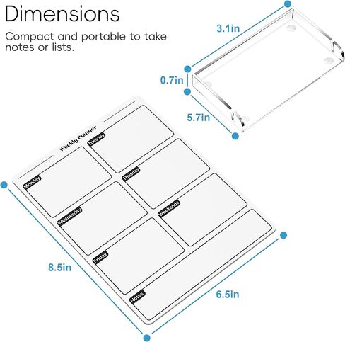 Acrylic Planning Board with Storage Base, Mini Whiteboard for Desk, Small Dry Erase Board with Weekly Planner Menu, Reusable Desk Notepad for Home, Office, School, Accessories Included, White in Kuwait