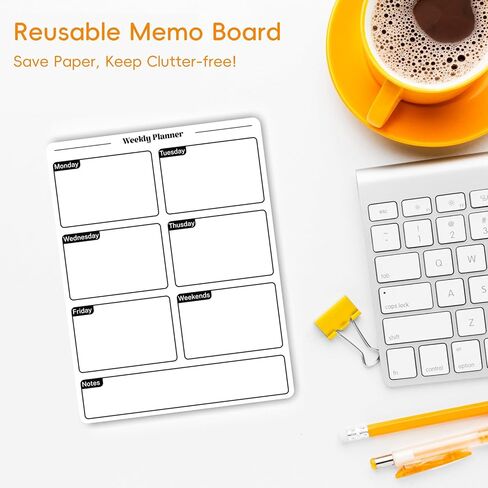 لوح تخطيط أكريليك مع قاعدة تخزين، سبورة بيضاء صغيرة للمكتب، لوحة مسح صغيرة جافة مع قائمة مخطط أسبوعية، مفكرة مكتبية قابلة لإعادة الاستخدام للمنزل والمكتب والمدرسة، تتضمن الملحقات، أبيض in Kuwait