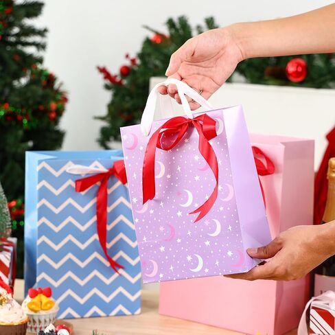 OUTUXED 12pcs Paper Gift Bags with Tissue Paper Assorted Sizes Gift Bags with Different Designs Bulk (5 Medium 9.8", 4 Large 11.8", 3 Extra Large 13.8") for Birthday, Baby Showers, Party, Wedding in Saudi Arabia