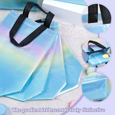 6 قطع من حقائب هدايا Shindel بمقابض، حقائب هدايا قابلة لإعادة الاستخدام مع لمسة نهائية قزحية مقاس 8 بوصة × 4 بوصة × 10 بوصة باللون الأرجواني المتدرج لحفلات هدايا أعياد الميلاد in Kuwait