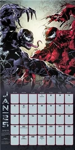 Marvel Heroes and Villains Calendar 2025 - Deluxe 2025 Marvel Superhero Wall Calendar Bundle Featuring Avengers and X-Men Plus Over 100 Calendar Stickers (MCU Gifts, Office Supplies) in Saudi Arabia