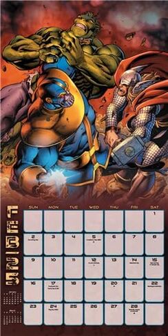 Marvel Heroes and Villains Calendar 2025 - Deluxe 2025 Marvel Superhero Wall Calendar Bundle Featuring Avengers and X-Men Plus Over 100 Calendar Stickers (MCU Gifts, Office Supplies) in Saudi Arabia