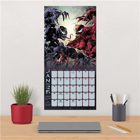 Marvel Heroes and Villains Calendar 2025 - Deluxe 2025 Marvel Superhero Wall Calendar Bundle Featuring Avengers and X-Men Plus Over 100 Calendar Stickers (MCU Gifts, Office Supplies) in Saudi Arabia