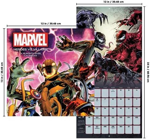 Marvel Heroes and Villains Calendar 2025 - Deluxe 2025 Marvel Superhero Wall Calendar Bundle Featuring Avengers and X-Men Plus Over 100 Calendar Stickers (MCU Gifts, Office Supplies) in Saudi Arabia