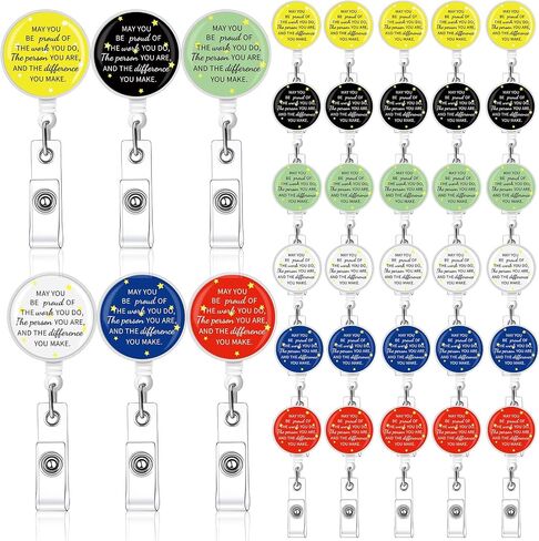 36 Pcs Customer Service Week Appreciation Retractable ID Badge Holder Pastor Gift May You Be Proud of The Difference You Make Badge Reel with Clip Employee EVS Xmas Gift (Colorful) in Saudi Arabia