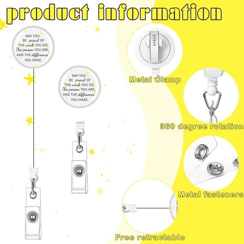 36 Pcs Customer Service Week Appreciation Retractable ID Badge Holder Pastor Gift May You Be Proud of The Difference You Make Badge Reel with Clip Employee EVS Xmas Gift (Colorful) in Saudi Arabia