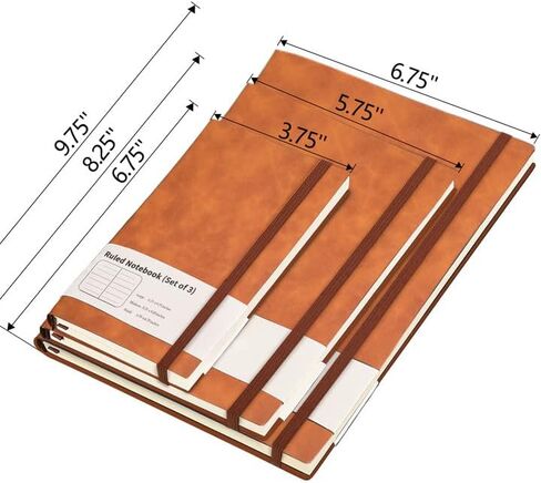 Notebook/Journal (Set of 3), Classic Lined Journal/Notebook, Premium Hardcover Executive Notebooks, 200 Pages, 100 GSM Thick Paper (Black) in Saudi Arabia