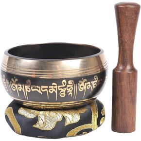 The Collection Royal Chakra Colors Tibetan Singing Bowl Set, Sound Bowl Meditation Set – Authentic Meditation Bell for Healing, Yoga, Chakra Balancing, Mindfulness, Zen Décor or Unique Gift