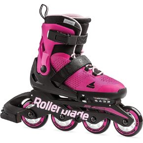 Rollerblade Microblade Girl's Adjustable Fitness Inline Skate, Pink and Bubble Gum, Junior, Youth Performance Inline Skates