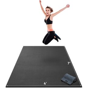Gorilla Mats Premium Extra Thick Large Exercise Mat – 7' x 4' x 8mm Ultra Durable, Non-Slip, Workout Mat for Instant Home Gym Flooring – Works Great on Any Floor or Carpet – Use With or Without Shoes