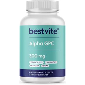 BESTVITE Alpha GPC 600mg per Serving (240 Vegetarian Capsules) (120x2) - No Stearates - Vegan - Non GMO - Gluten Free