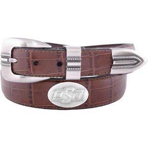 NCAA Oklahoma State Cowboys Zep-Pro Crocodile Leather Concho Tapered Tip Belt