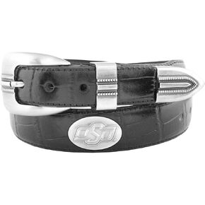 NCAA Oklahoma State Cowboys Zep-Pro Crocodile Leather Concho Tapered Tip Belt