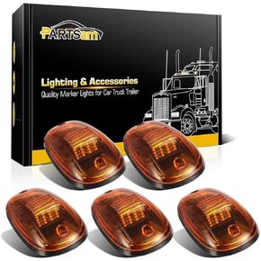 Partsam 5pcs 16LED Amber Cab Light Top Roof Running Clearance Cab Marker Lights 264146AM Assembly Compatible with Dodge Ram 1500 2500 3500 4500 5500 2003-2018 Pickup Trucks