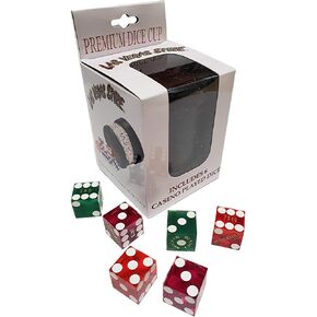 Premium Dice Cup with 3 Pairs 19mm Authentic Nevada Casino Table-Played Craps Dice