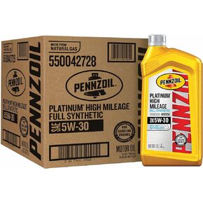 زيت محرك Pennzoil Platinum اصطناعي كامل الأميال 5W-30 للمركبات التي يزيد طولها عن 75 ألف ميل (5 كوارت، فردي)