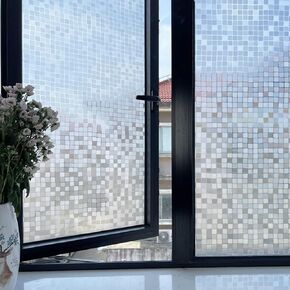 Static Cling Non-Adhesive Window Privacy Film Heat Control UV Blocking Frosted Stained Glass Stickers No Glue Reusable Window Vinyl Coverings,17.5 x 78.7 inches