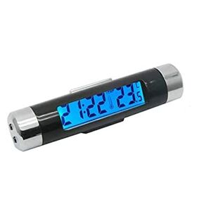 MACHSWON Car LCD Digital Temperature + Time Clock with Blue Blacklight for Car Bicycle Motorcycle Auto Moto Truck, 86 x 20mm