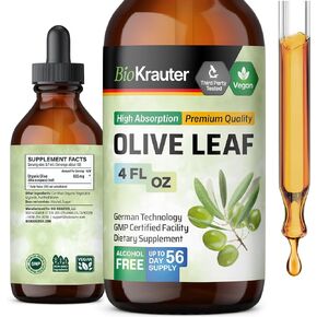 Olive Leaf Tincture - Organic Olive Leaf Extract for Immune Support - Natural Oleuropein Source - Alcohol and Sugar Free - Vegan Drops 4 Fl.Oz. in Kuwait