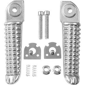 Motorcycle Front Rear Footrests Foot Pegs Pedal Fits for Yamaha YZF R1 1998-2019, R6 2003-2020 (Front+Rear-Black)