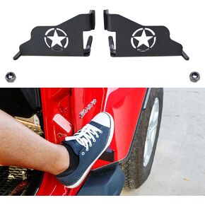 Black Steel Front Foot Pegs For 1997-2006 Jeep TJ Wrangler Exterior Door Hinge Foot Peg Rest Pedals - 1 Pair USA FLAG