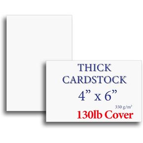 Extra Heavy Duty 130lb Cover Cardstock - 4" x 6" Bright White - 350gsm 17pt Thick Paper - Index, Flash & Post Card Stock - 40 Pack