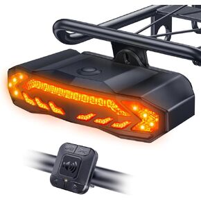 [For Cargo Rack] ONVIAN Smart Bike Tail Light with Turn Signals for Rear Bike Rack Mounting, Rechargeable Auto-Sensing Bike Turn Signals Light Alarm, Waterproof Bike Accessories for Adult Kids Cycling
