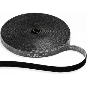 32.8Ft x 0.39In Adjustable Cable Straps- YOJOCK Reusable Nylon Securing Cord Ties 0.39 inch Wide Cable Ties Hook and Loop Securing Strap for Cable Tidy, Wire Management, Cord Organiser, Black