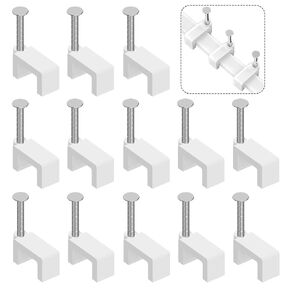 Cable Clips Nail in Cable Clips 100 Pcs 8mm Flat Ethernet Cable Wall Clips Cable Tacks Coax Cable Clips Speaker Wire Clips Cable Nails for Cords Cat5/Cat5e/Cat6/Cat7 RJ45 Cord Clips