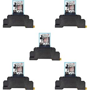 Ximimark 5Sets DC 12V Coil Power Relay LY2NJ HH62P JQX-13F DPDT 8 Pin 10A With Socket Base