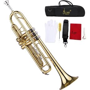 Trumpet Bb B Flat Brass Trompetas Instrumento with Mouthpiece Gloves for Standard Student Beginner and Teacher