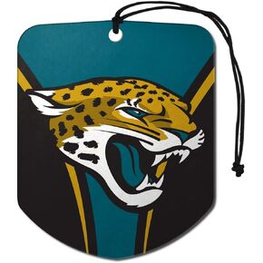 FANMATS 61573 NFL Jacksonville Jaguars Hanging Car Air Freshener, 2 Pack, Black Ice Scent, Odor Eliminator, Shield Design with Team Logo