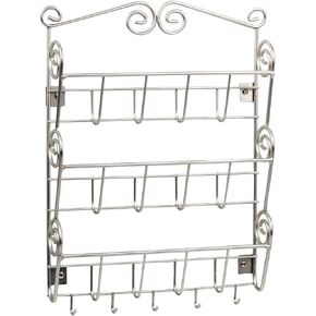 Spectrum Diversified Scroll 3-Tier Hooks Mount Entryway Mail & Keys, Wall Letter Holder for Home & Office Organization, Black