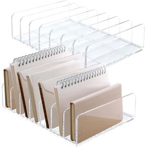 Acrylic Mail Holder,2 Pcs Acrylic Letter Organizer,7 Compartments Mail Organizer,7 * 5 * 1.57" Envelope Holder,Transparent Countertop Mail Holder,Mail Organizer Countertop for Office,Home Desk mail