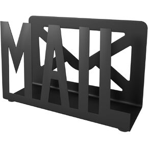 Desktop Letter Holder, Two-Sided Designs Black Metal Desktop Cutout Mail Letter Holder, Letter Sorter Envelope Holder for Home Office School, Bill Filling Paper Document