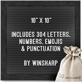 Black Felt Letter Board 10"x10" Black Wooden Frame with White Letters Changeable Sign Boards for Home Decor Baby Announcement Letterboard With Stand