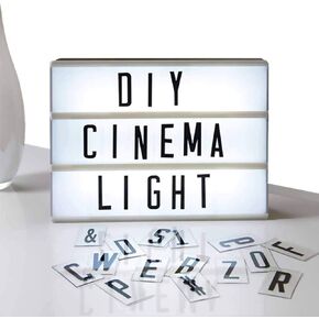 Eutuxia Cinematic Light Box with Letters - LED Light Box, Room Decor Sign, Marquee Light Up Sign - Personalized A4 White LED Letter Box with Light Up Letters