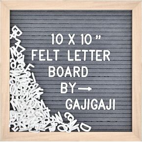 Felt Letter Board with 294 Letters, Numbers, Symbols - 10x10 inch Changeable Message Board with Wooden Frame Wall Mount (Beige)