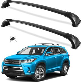 Wonderdriver Roof Rack Cross Bars 220lb Compatible with Toyota Highlander 2014-2019 XLE Limited & SE & LE Plus & LE with Anti-Theft Metal Lockable Heavy Duty Crossbars Black Rooftop Luggage Carrier
