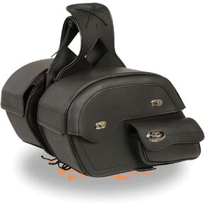 Milwaukee Leather MP8306 Black Large Cruiser Style Slant Throw Over Saddle Bags - One Size